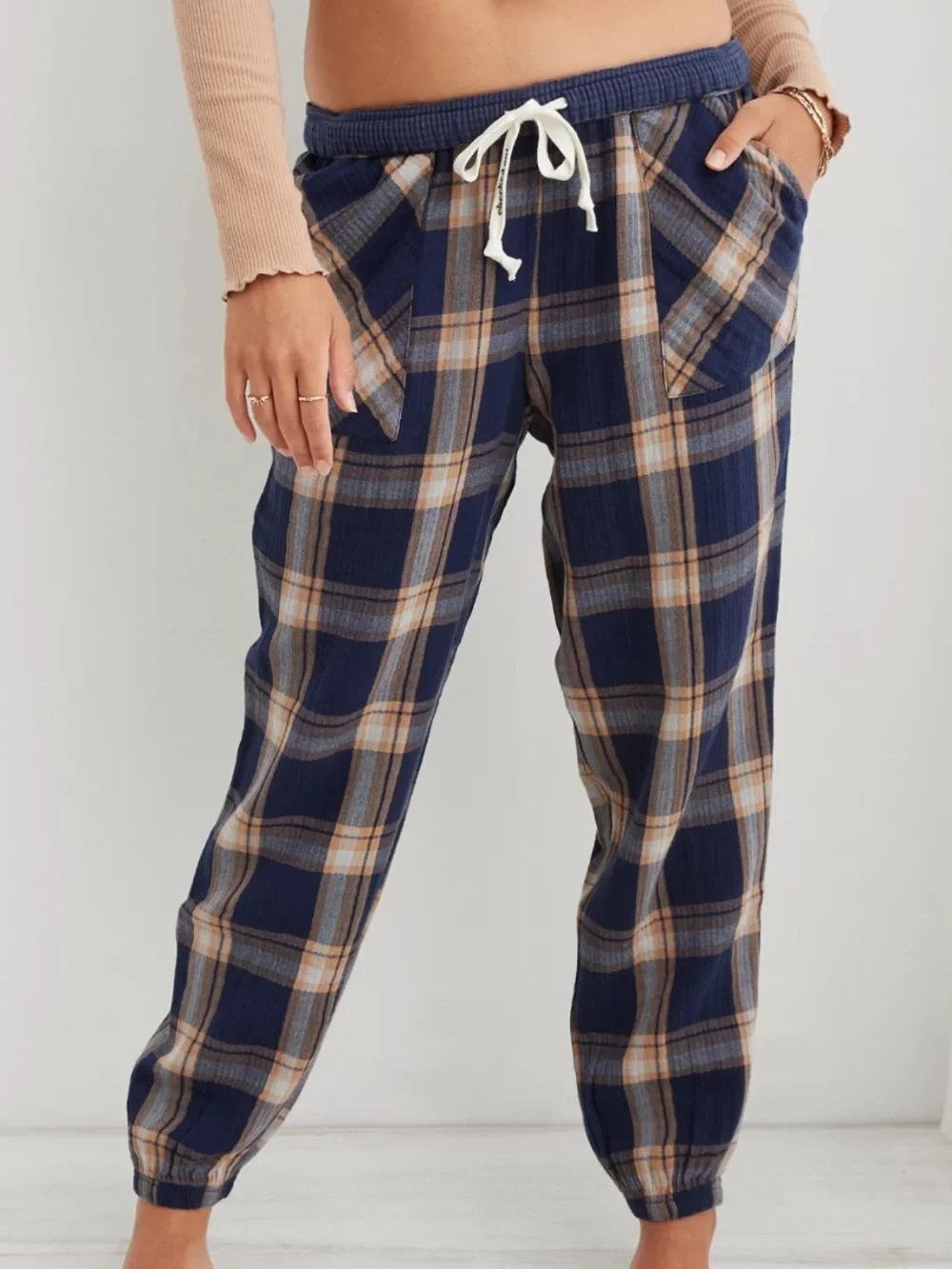Aerie Soft Gauze Plaid Pajama Joggers